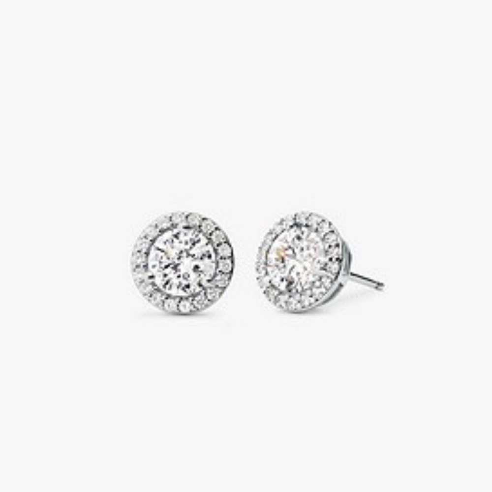MICHAEL KORS NEW Precious Metal-Plated Sterling Silver Pavé Stud Earrings